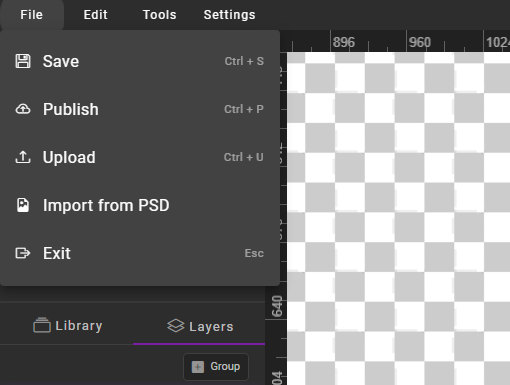File menu with Save at the top and its Ctrl+S shortcut