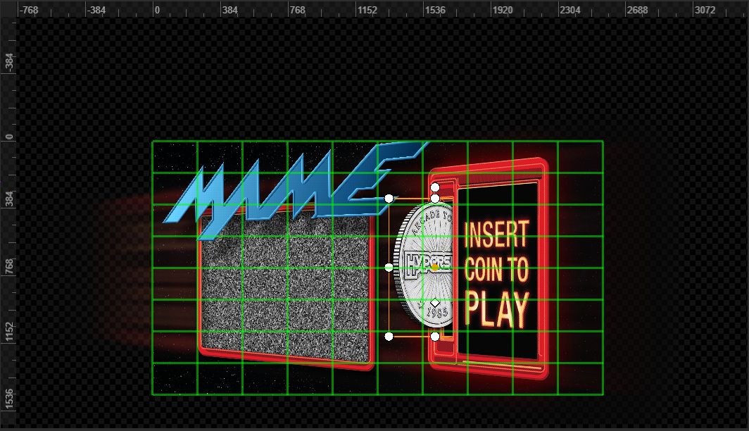 HyperTheme canvas with the 10 by 8 grid overlay