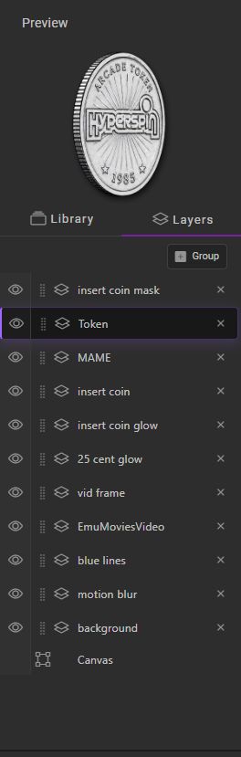 HyperTheme Layers panel with the Token layer selected