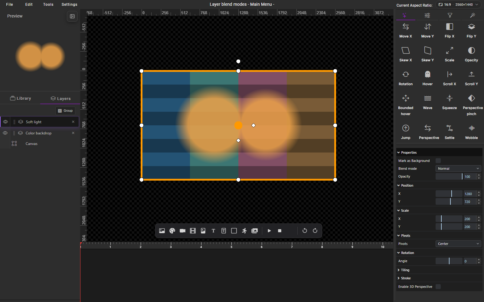 HyperTheme with Normal selected, showing orange lights over the striped backdrop